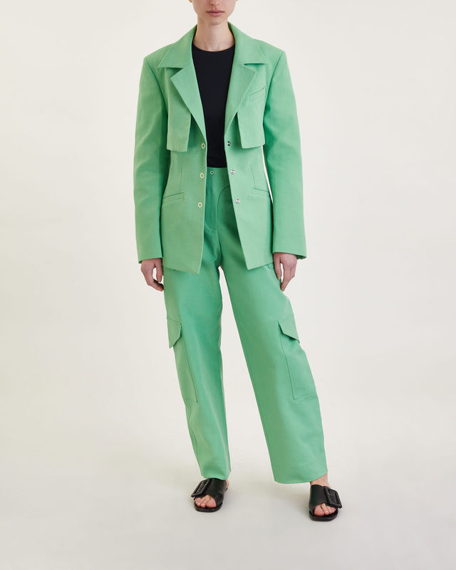 Ganni Blazer Cotton Suiting Mintgrön 38