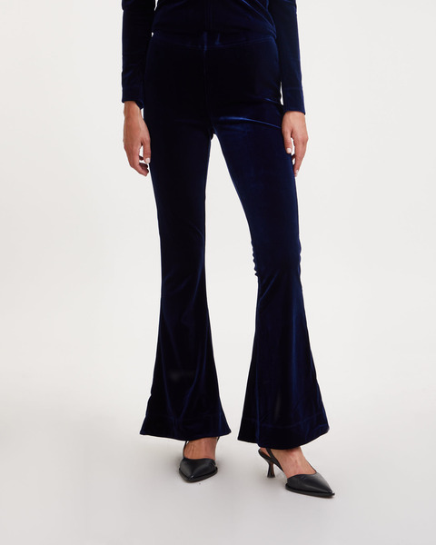 Trousers Velvet Jersey Flared Mörkblå 1