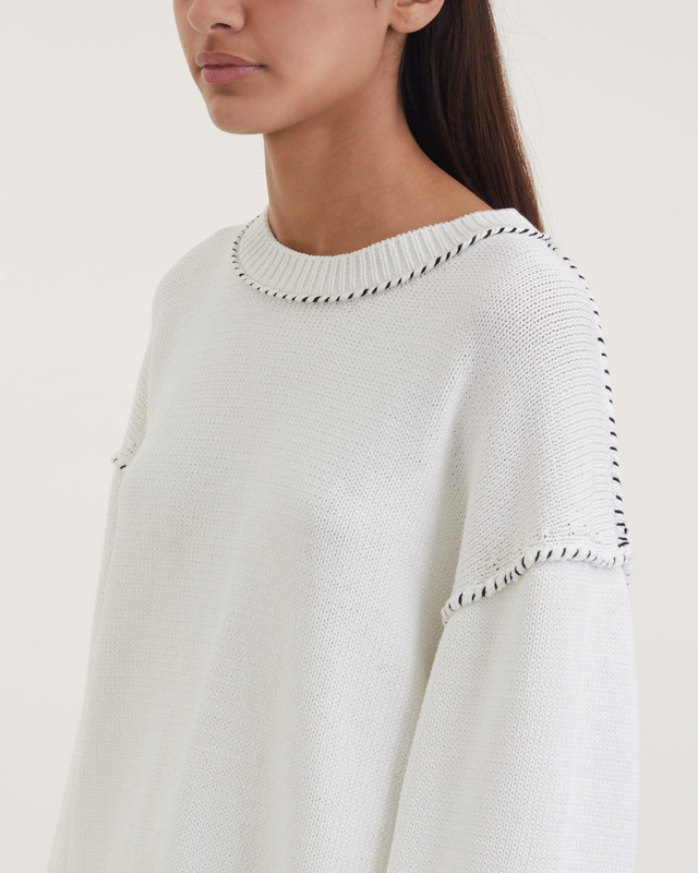 Dagmar Sweater Stitched Crewneck Vit S