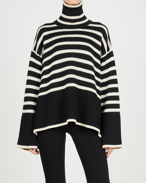 Sweater Signature Stripe Turtleneck Black 1