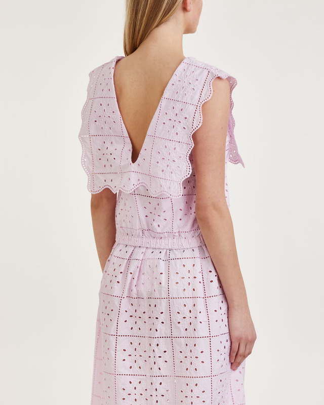 Ganni Top Broderie Anglaise Rhythm Collar Rosa 38