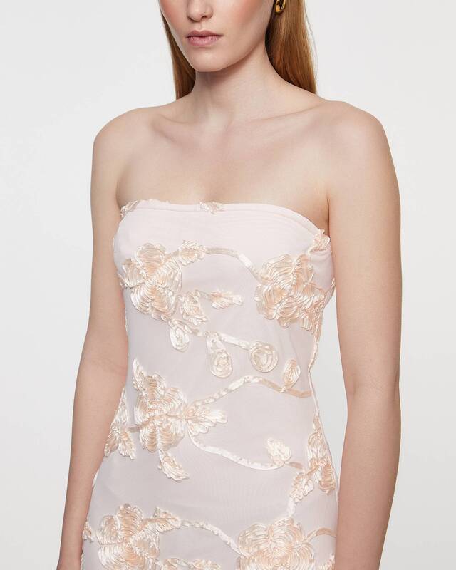 ROTATE Birger Christensen Klänning Flower Mesh Tube  Rosa 38