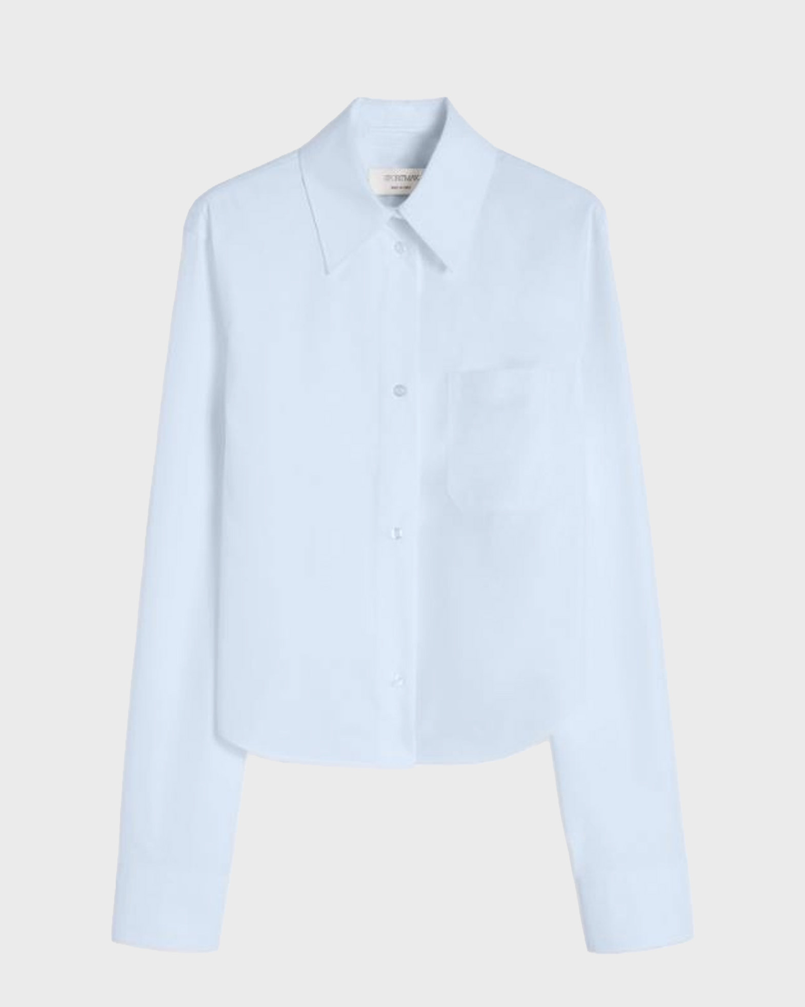Sportmax Women's Light Blue Shirt Cotton Cropped Pleated Back It 44 (Eur M-L)