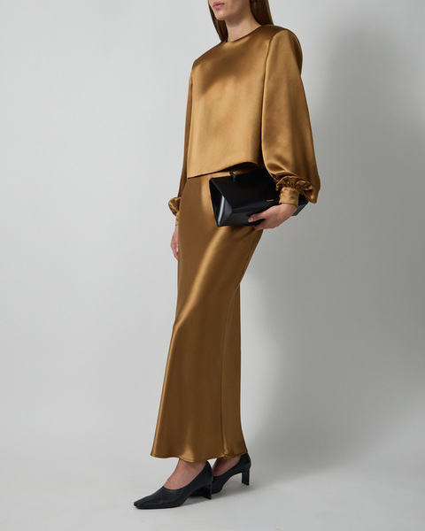 Kjol Cielo Long Satin Ochra 2