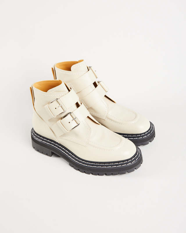 Proenza Schouler Lug Sole Buckle Boots Natural EUR 41