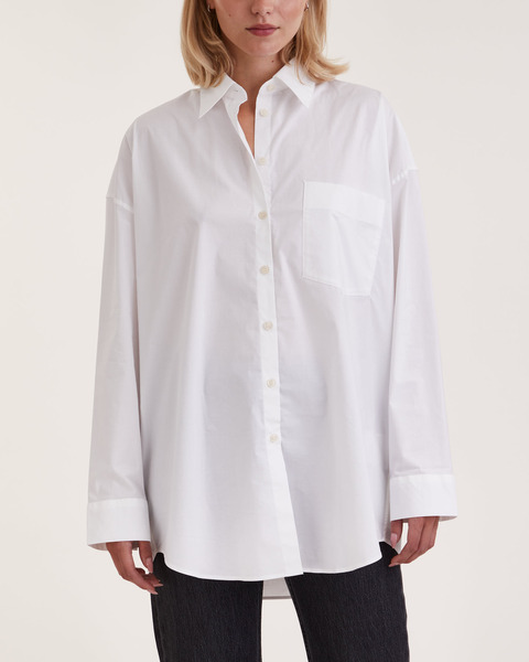 Shirt Cotton Button-Up Vit 1