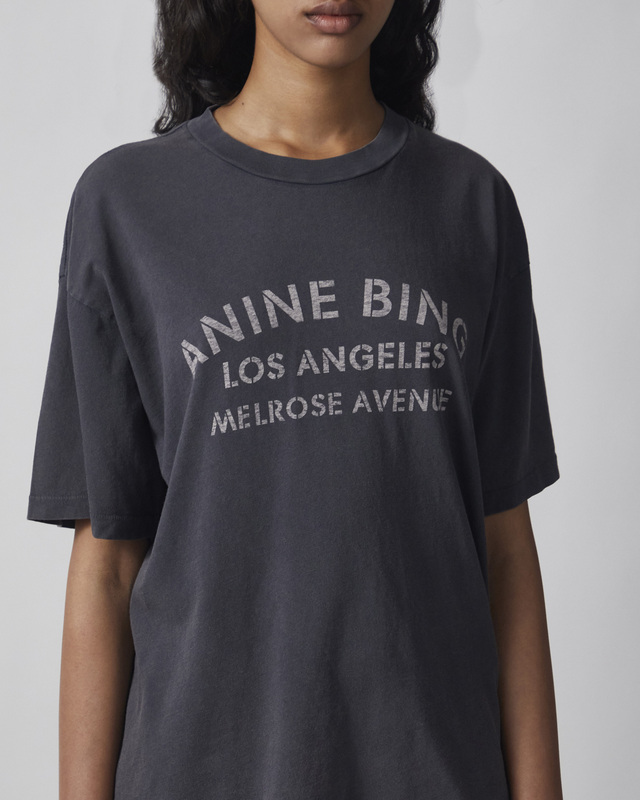 Anine Bing T-shirt Cade Tee Melrose Stencil Black S