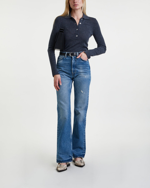 Tröja Mini Ribbed Merino Polo Grå 1