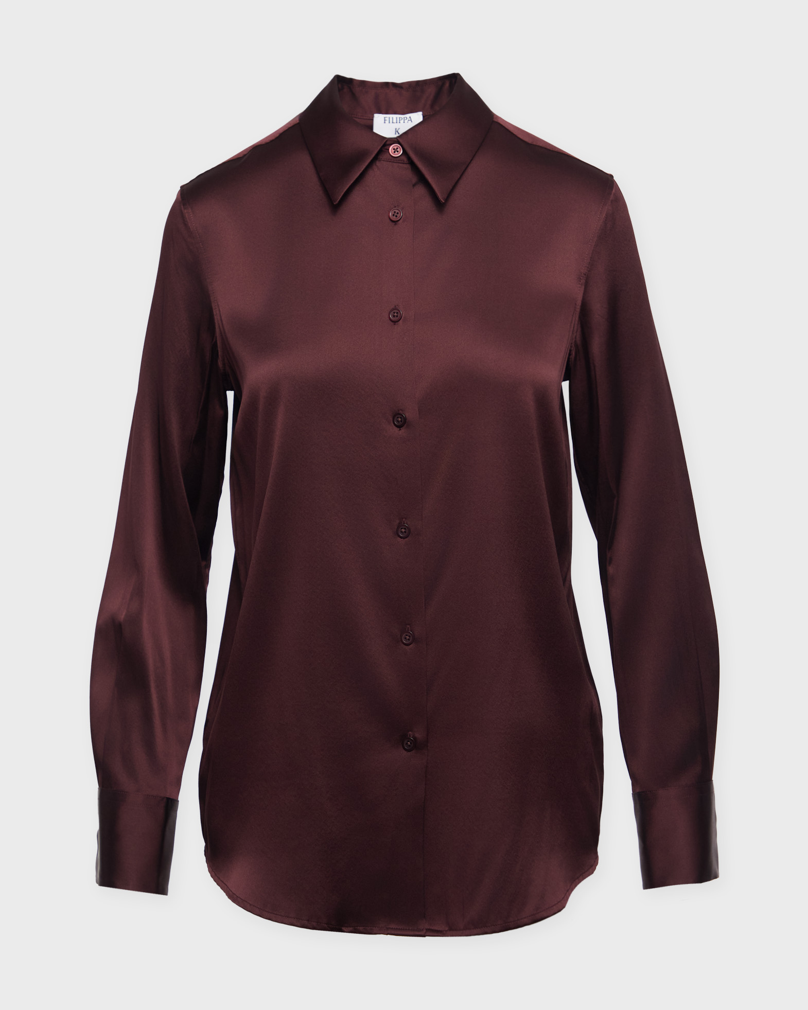Filippa K Skjorta Silk Burgundy 42