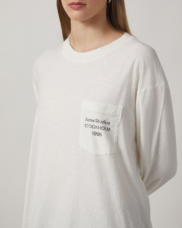Acne Studios T-Shirt Logo Long Sleeve Relaxed White S
