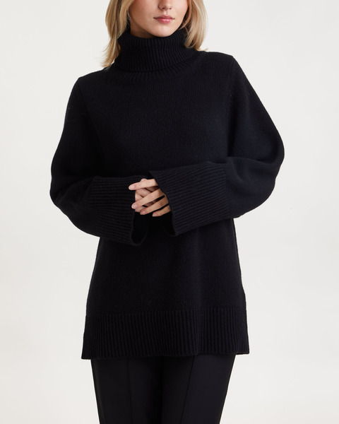 Sweater Long Wool Turtleneck Black 1