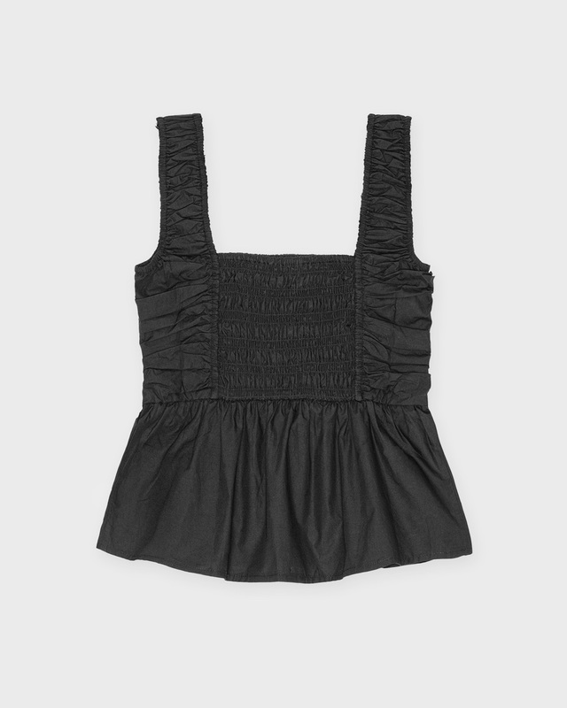 GANNI Topp Cotton Poplin Smock Strap Svart 36