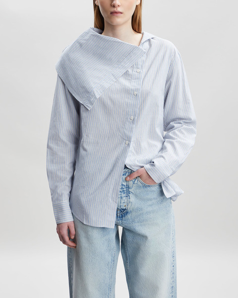 Shirt Button Up Blouse  Blå/vit 1