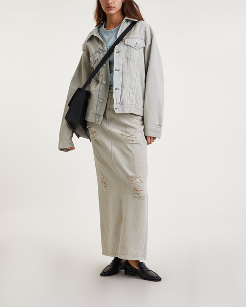 Skirt Denim Distressed Grå/beige 1