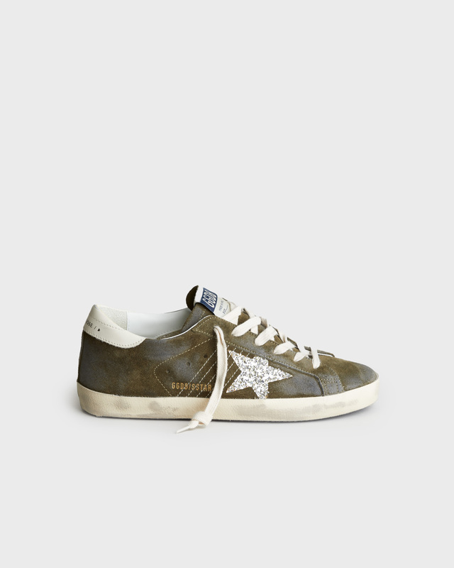 Golden Goose Deluxe Brand Sneakers Super Star Glitter Leather Olivgrön EUR 39