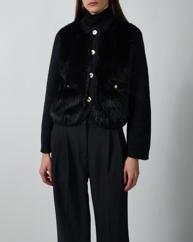 Moncler Cardigan Padded Alpaca & Wool Blend Black L