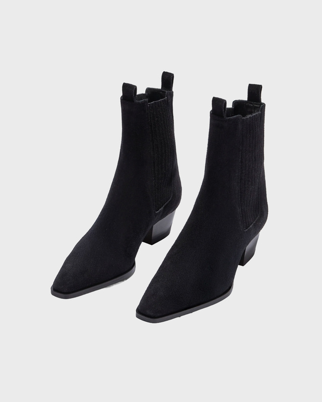 Aeyde Ankelstøvletter Agata Cow Suede Leather Black EUR 38