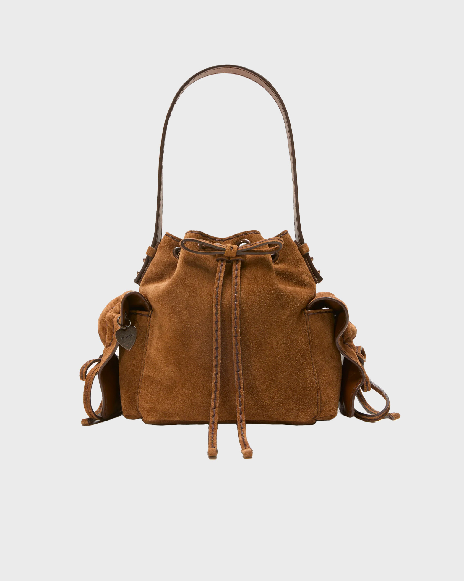 Acne Studios Women's Cognac Bag Multipocket Mini Bucket Suede Onesize