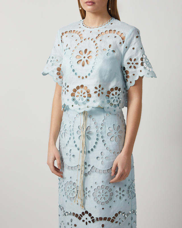 Zimmermann Blouse Awaken Embroidered Bodice Mint 0 (XS-S)