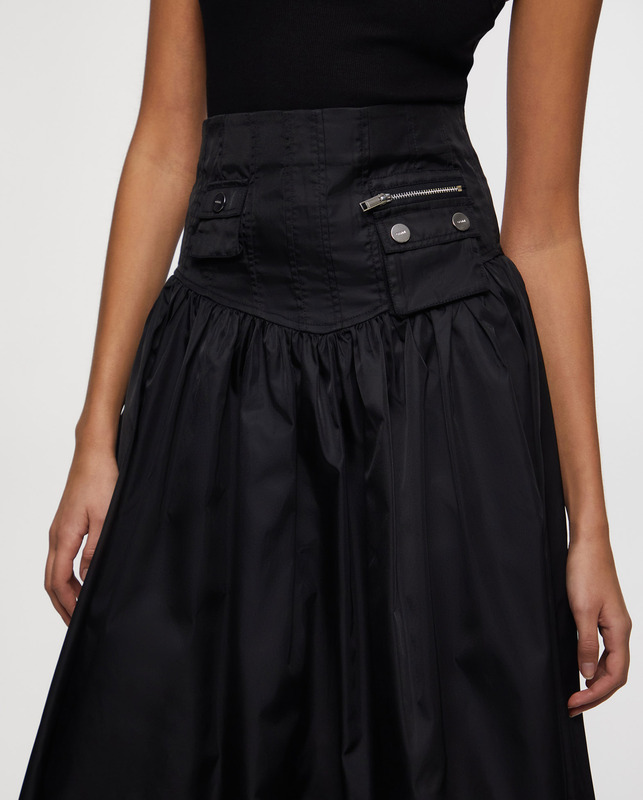 Ganni Skirt Duchesse Nylon Long Pocket Black 34