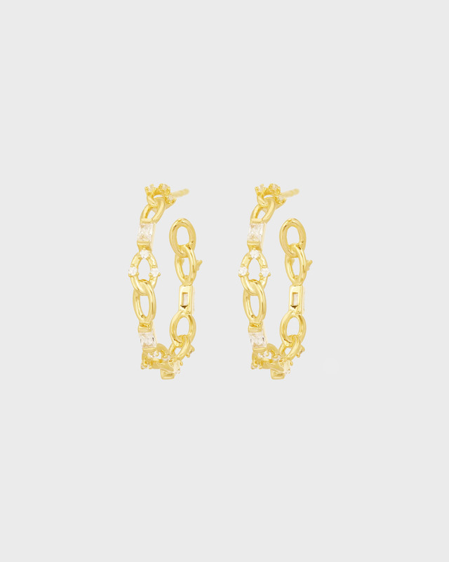CBYC Earring Baguette Chain Hoop Guld ONESIZE