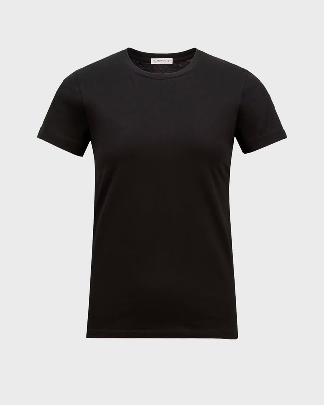 Moncler T-shirt Logo Patch Cotton Jersey  Black S
