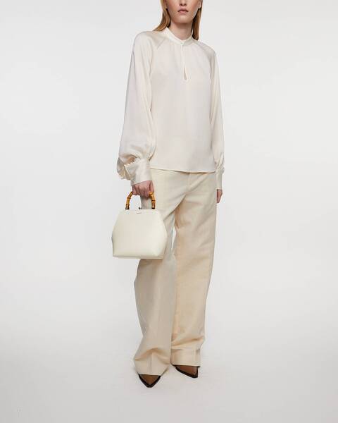 Blouse Stand Collar  Creme 2
