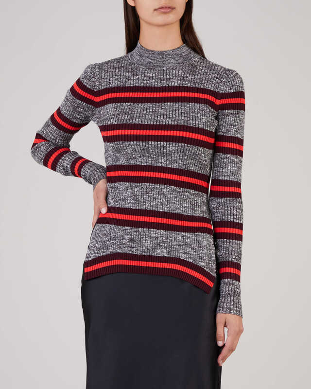 Proenza Schouler Long Sleeve Marled Stripe Sweater Grå M