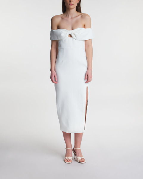 Dress Crepe Bow Midi White 1