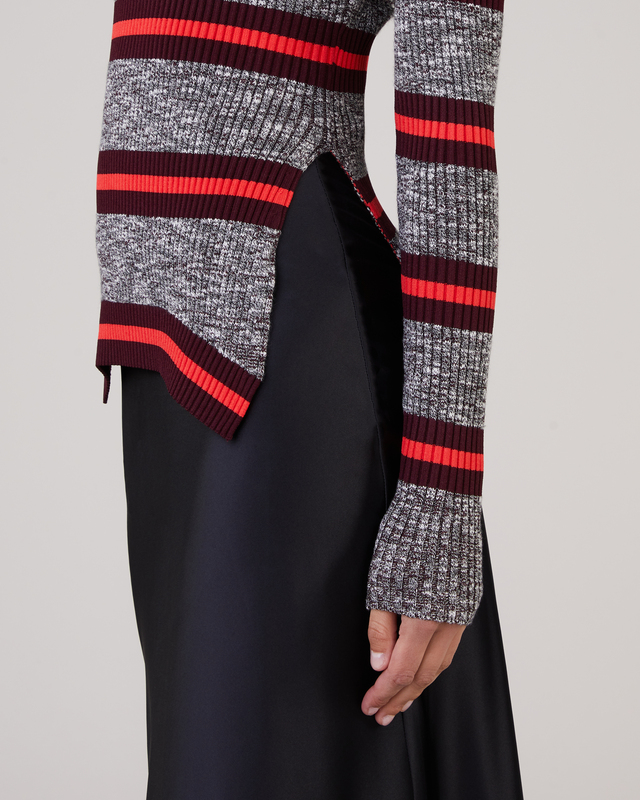 Proenza Schouler Long Sleeve Marled Stripe Sweater Grå M