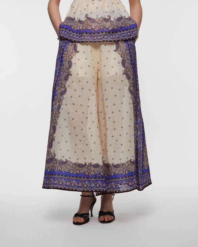 Zimmermann Byxor Maxine Wide Leg Cropped Lila 0 (XS-S)