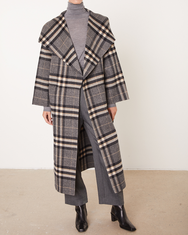 wool check coat