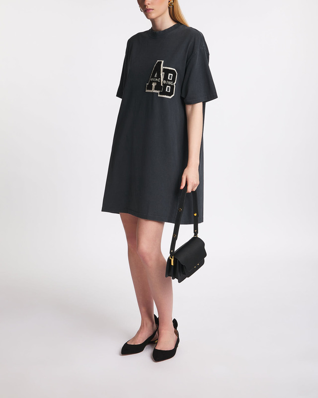 Anine Bing Dress Beth Mini Letterman  Washed black M