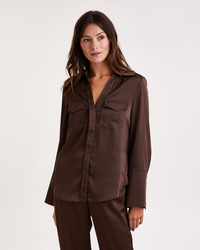 Wakakuu Icons Blus Maria Satin Brun L