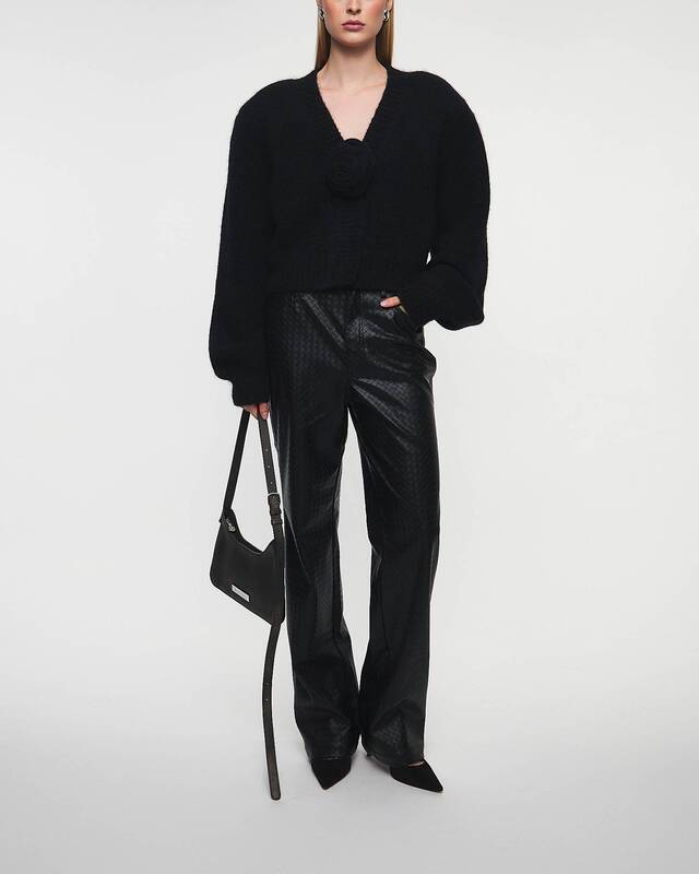 ROTATE Birger Christensen Tröja Knit Cropped Cardigan Svart 34