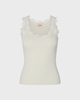 LEONÍ Top Älma Lace-trimmed Ribbed Silk Egg Shell 38