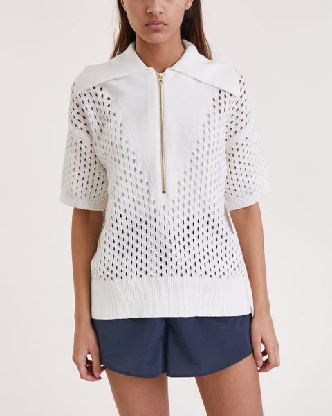 Knit Polo Boxy Vit 1