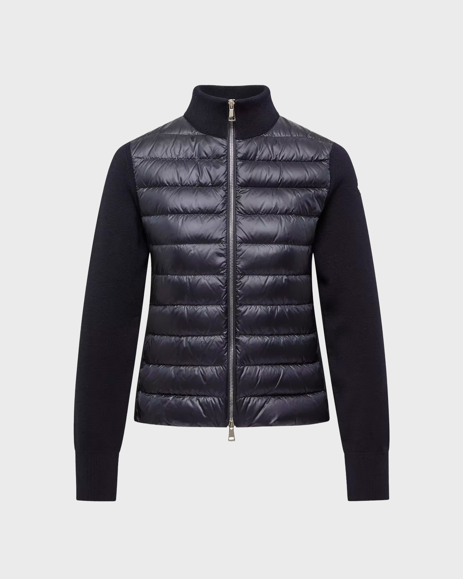 Moncler Women's Navy Cardigan Padded Wool Zip-Up L
