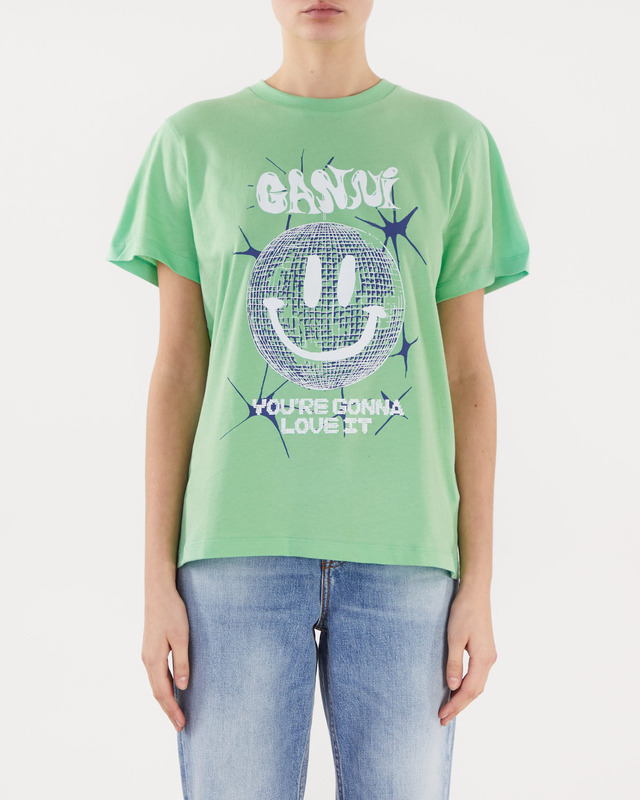 Ganni T-shirt smiley Light Mintgrön L