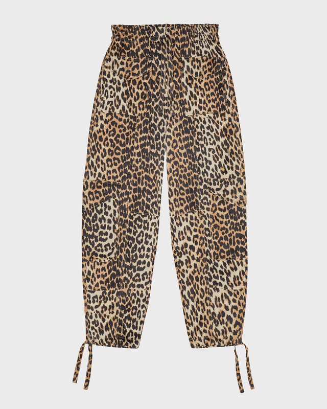 Ganni Printed Satin Pants Leopard 36