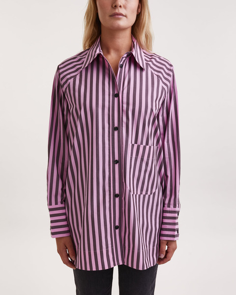 Shirt Stripe Cotton Oversize Raglan Pink 2