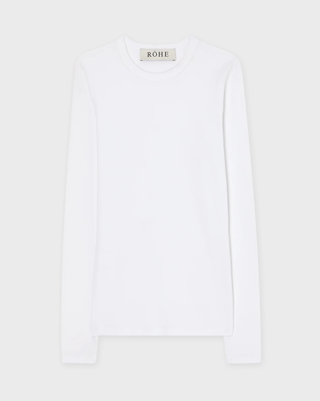 RÓHE Top Ribbed Cotton Crewneck White 36