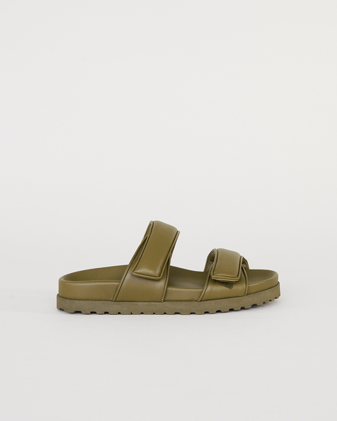 Sandal double strap matte lamb leather Olivgrön 1