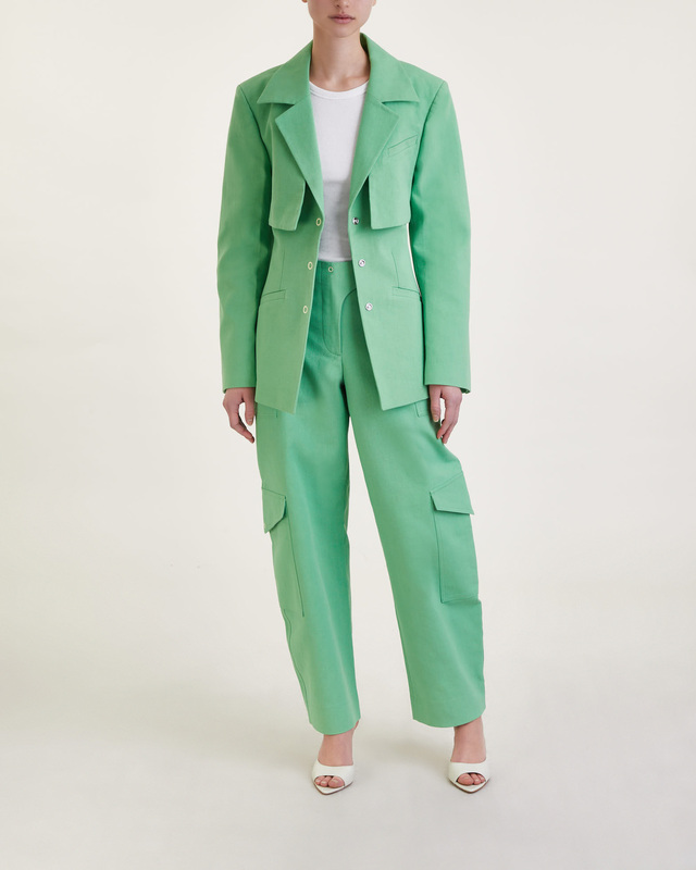 Ganni Trousers Cotton Suiting  Mintgrön 40