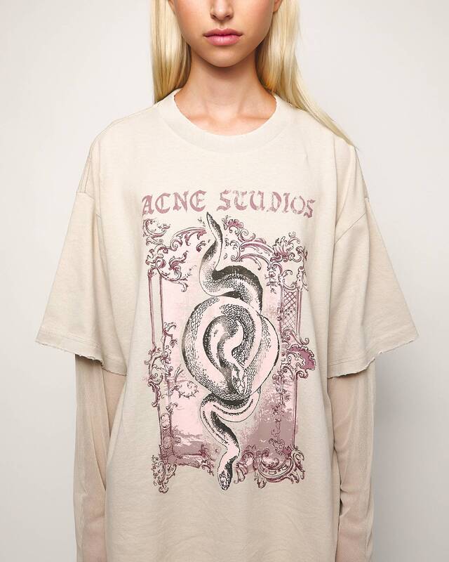 Acne Studios T-Shirt Layered Print Mesh Grey XS