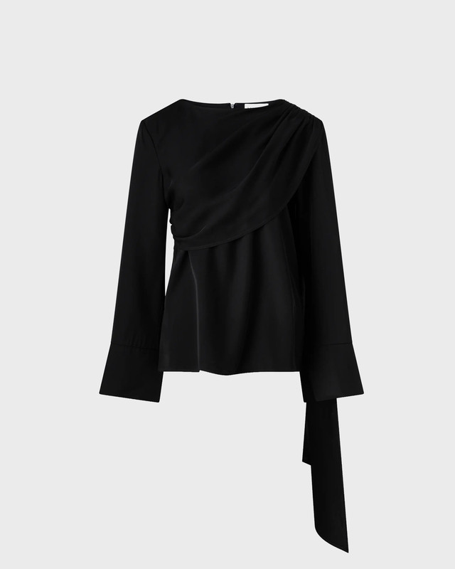 Malina Bluse Melandy Draped Cape Svart 34