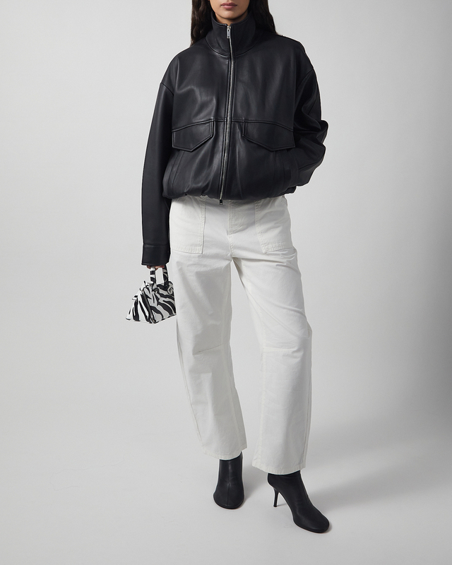 Wakakuu Icons Jacket Leather Funnel Neck Black L