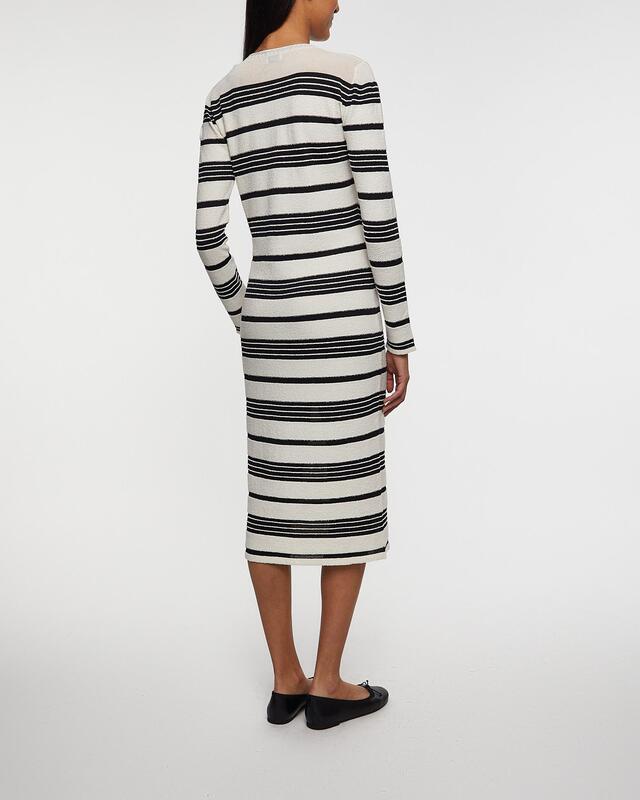 Moncler Klänning Striped Bouclé Midi Mörkgrå L