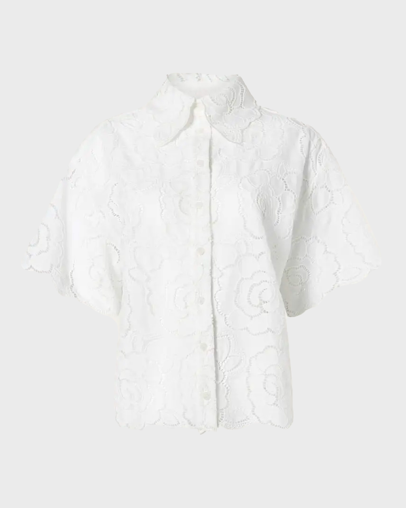 Malina Women's White Claudia Short Sleeve Lace Shirt Vit 34