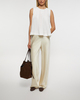 Vince Top Pleated A-Line Crew Neck Offwhite M